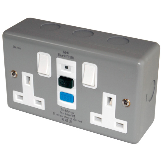 Europa Metal Clad 2 Gang 13A RCD Socket Europa Distribution, Switch