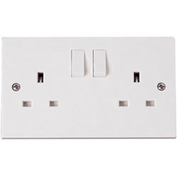Polar 13 Amp Double Twin 2 Gang Double Pole DP Switched Socket White