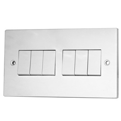 Polar 10AX 6 Gang 2 Way Plate Switch