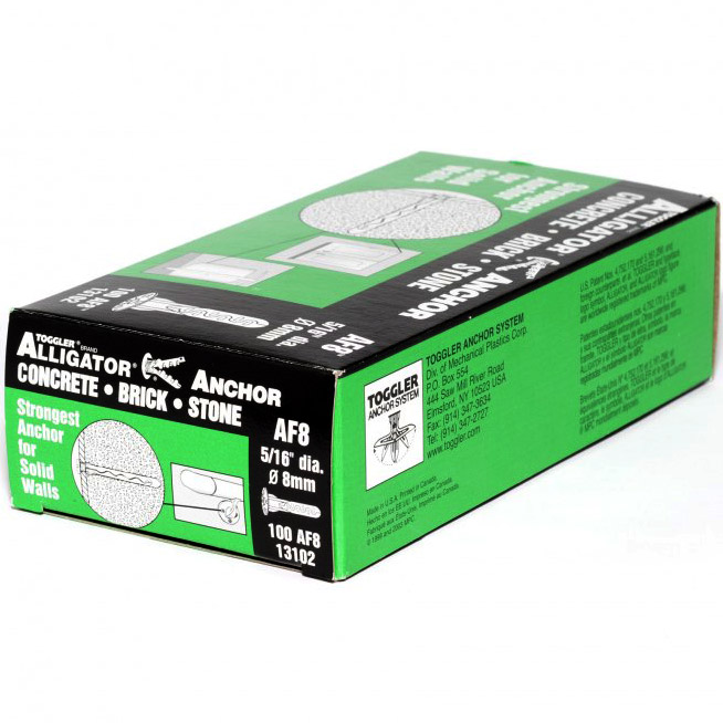 100 x AF8 (8mm) ALLIGATOR Universal Wall Anchors. (flanged head) Installation Materials and
