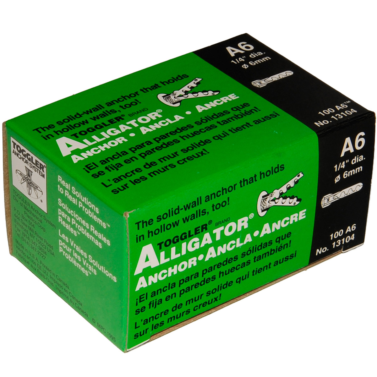 100 x A6 (6mm) ALLIGATOR Universal Wall Anchors. (unflanged head