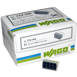 Wago 2.5mm 8 Port Push-Wire Connectors for Junction Boxes