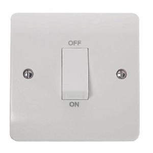 Scolmore Click Mode 45a 1 Gang Single DP Cooker Switch White
