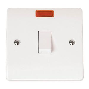 Scolmore Click Mode 20A Double Pole Switch White with Neon