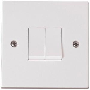 Polar 10 Amp Double Twin 2 Gang 2 Way Plate Switch White