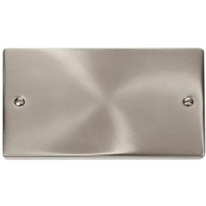 Deco 2 Gang Double Blank Plate in Satin Chrome