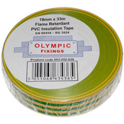 19mm X 33Mtr Green Yellow PVC Insulation Tape