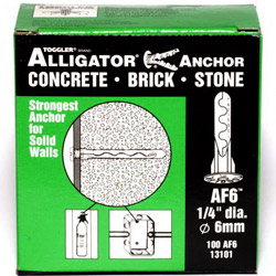 100 x AF6 (6mm) ALLIGATOR Universal Wall Anchors. (flanged head)