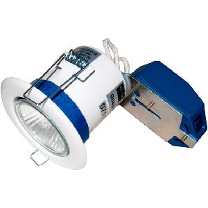 Scolmore Flameguard GU10 50W Fixed Downlight White Finish