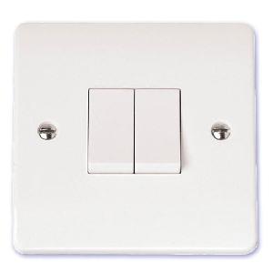 Scolmore Mode 10A 2 Gang Double 2 Way Light Switch White