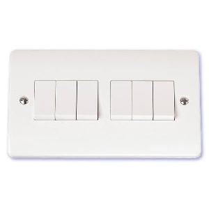 Scolmore Click Mode 10A 6 Gang 2 Way Light Switch White