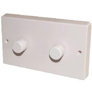 Varilight V-Pro 2 x 400w 2 Gang 2 Way Trailing Edge Dimmer White