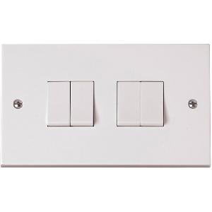 Polar 10 Amp 4 Gang 2 Way Plate Switch White