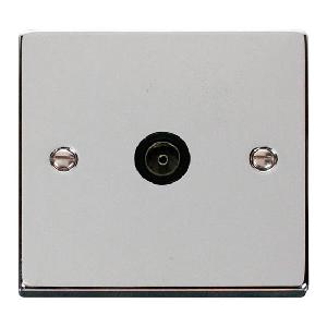 Deco Single Coaxial Socket Polished Chrome with Black Insert