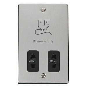 Dual Voltage Shaver Socket Chrome With Black Insert