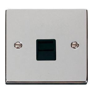 Deco Telephone Master Socket Outlet Polished Chrome Black Insert