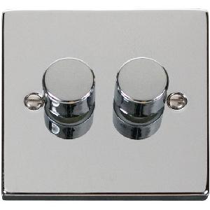 Deco 2 Gang Double 2 way 400w Dimmer Switch in Polished Chrome