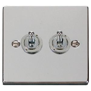 Deco 10 Amp Double Toggle Light Switch Polished Chrome