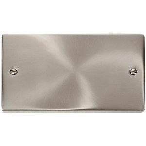 Deco 2 Gang Double Blank Plate in Satin Chrome