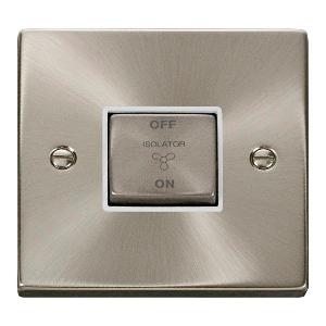 Deco 10 Amp 3 Pole Fan Isolation Switch Satin Chrome White Insert